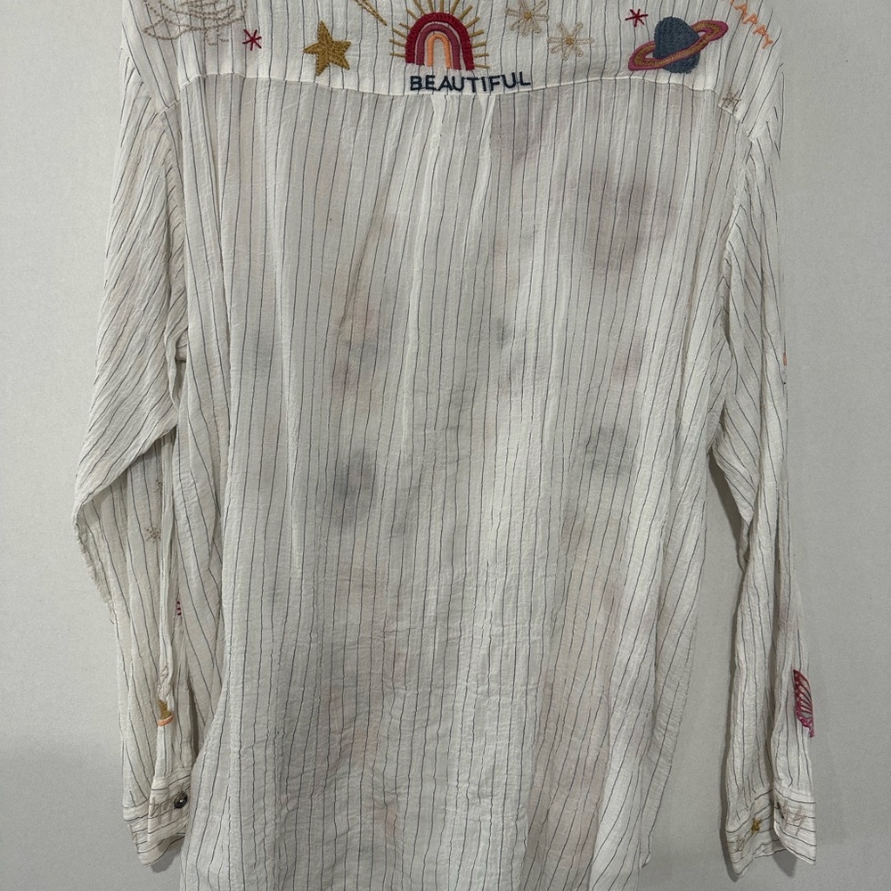 Johnny Was Multicolor Embroidered Button Down Shirt - Picture 5 of 7